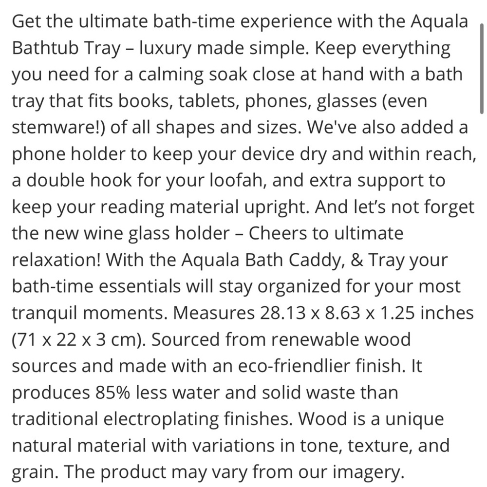 NWT UMBRA Aquala Bamboo Bathtub Caddy